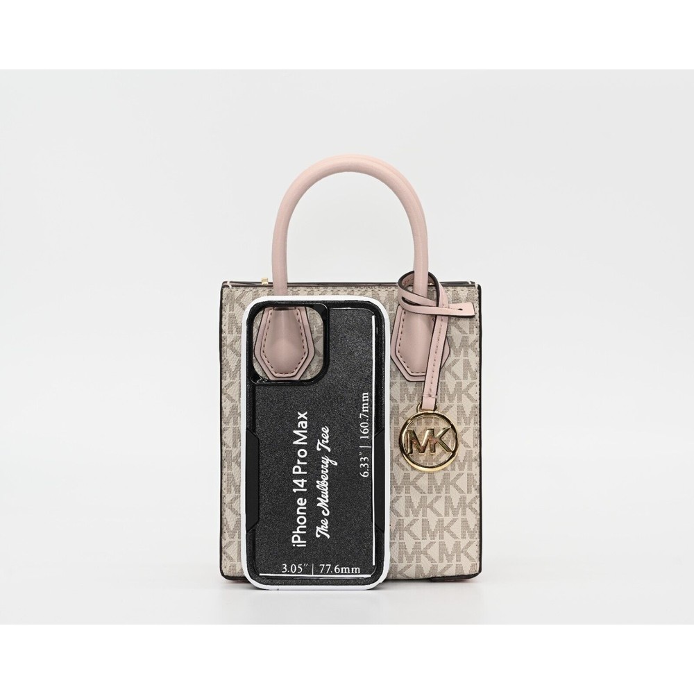 MICHAEL KORS MERCER Extra Small Shopper Logo Canvas & Leather Crossbody NWT $348 - Picture 2 of 12